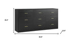 63" Black Wood Nine Drawer Triple Dresser