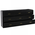 63" Black Wood Nine Drawer Triple Dresser