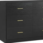 63" Black Wood Nine Drawer Triple Dresser