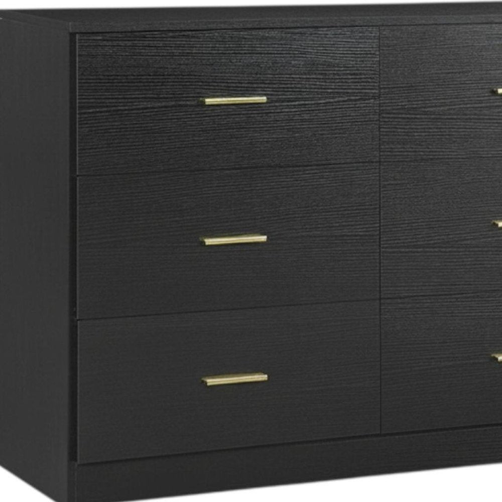 63" Black Wood Nine Drawer Triple Dresser