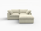 79" White and Black Linen Blend Modular Loveseat With Storage