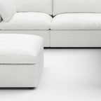 White Linen Blend Modular L Shaped Six Piece Corner Sectional With Ottoman