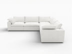 White Linen Blend Modular L Shaped Five Piece Corner Sectional