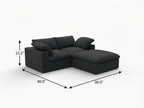79" White and Black Linen Blend Modular Loveseat With Storage
