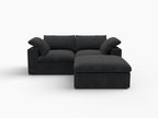 79" White and Black Linen Blend Modular Loveseat With Storage
