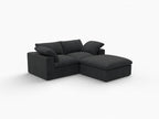 79" White and Black Linen Blend Modular Loveseat With Storage