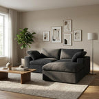 79" White and Black Linen Blend Modular Loveseat With Storage