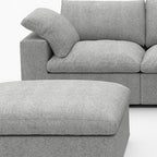 White Linen Blend Modular L Shaped Six Piece Corner Sectional With Ottoman