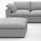 White Linen Blend Modular L Shaped Six Piece Corner Sectional With Ottoman