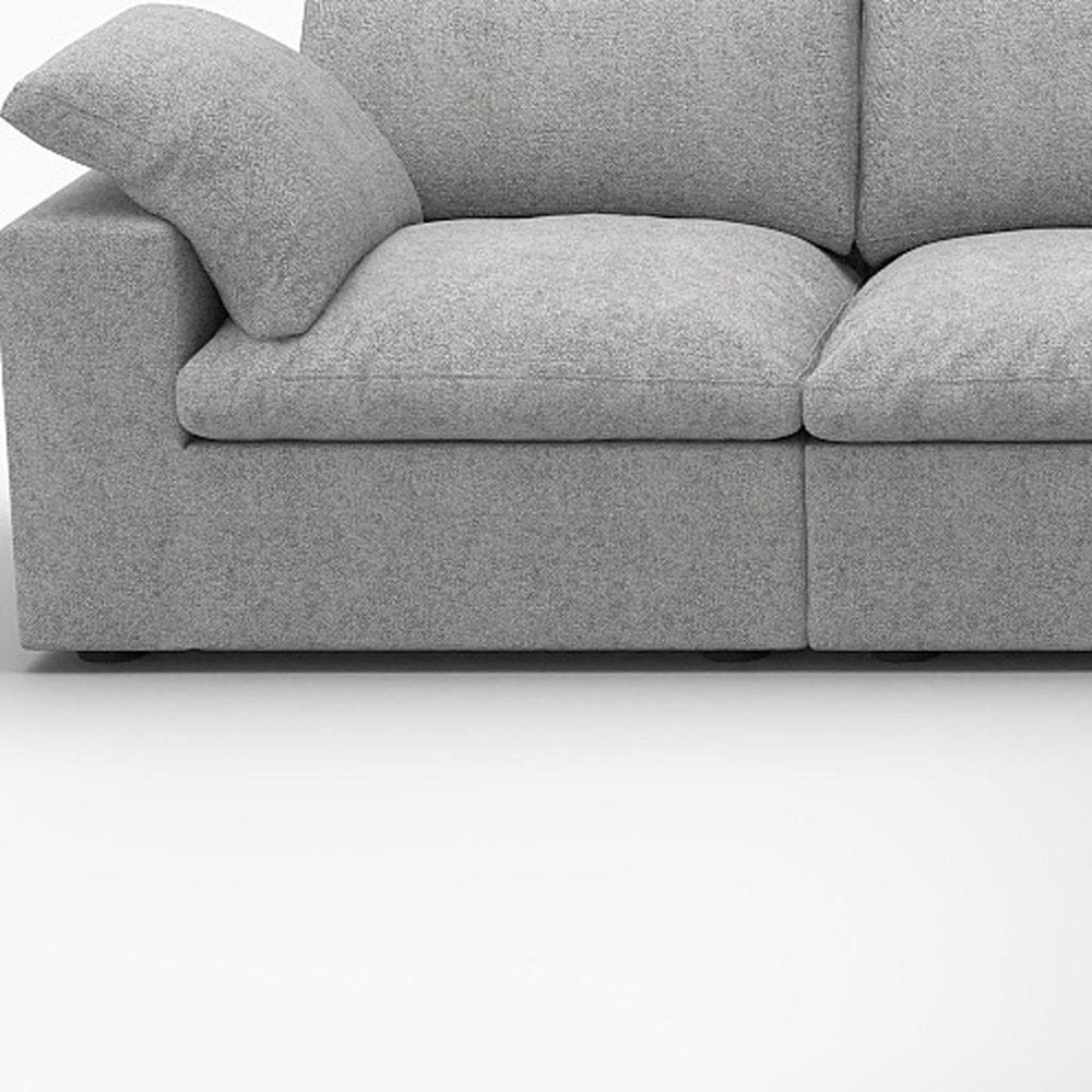 White Linen Blend Modular L Shaped Five Piece Corner Sectional