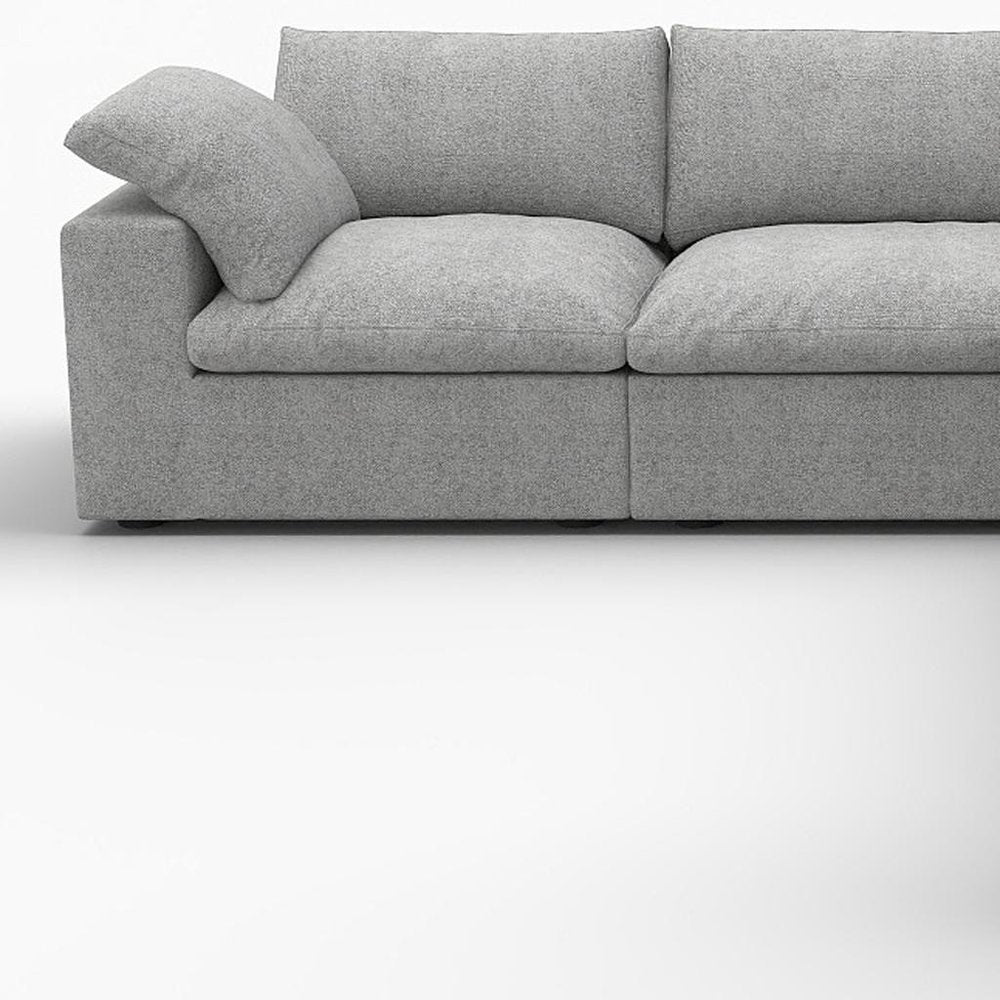 White Linen Blend Modular L Shaped Five Piece Corner Sectional