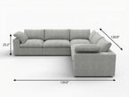 White Linen Blend Modular L Shaped Five Piece Corner Sectional