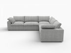 White Linen Blend Modular L Shaped Five Piece Corner Sectional