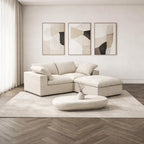 79" White and Black Linen Blend Modular Loveseat With Storage