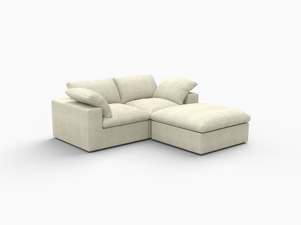 79" White and Black Linen Blend Modular Loveseat With Storage