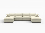 160" Black Linen Blend Modular Sofa With Ottomans Toss Pillows And Storage