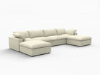 160" Black Linen Blend Modular Sofa With Ottomans Toss Pillows And Storage