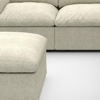 White Linen Blend Modular L Shaped Six Piece Corner Sectional With Ottoman