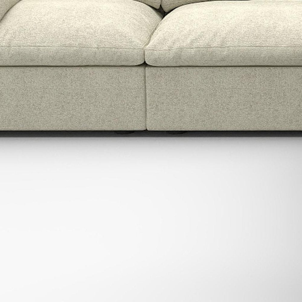 White Linen Blend Modular L Shaped Five Piece Corner Sectional