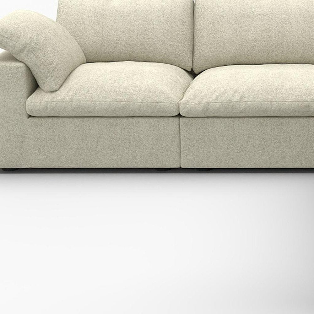 White Linen Blend Modular L Shaped Five Piece Corner Sectional