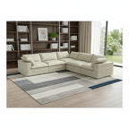 White Linen Blend Modular L Shaped Five Piece Corner Sectional