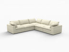 White Linen Blend Modular L Shaped Five Piece Corner Sectional