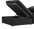 79" White and Black Linen Blend Modular Loveseat With Storage