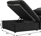 79" White and Black Linen Blend Modular Loveseat With Storage