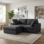 79" White and Black Linen Blend Modular Loveseat With Storage