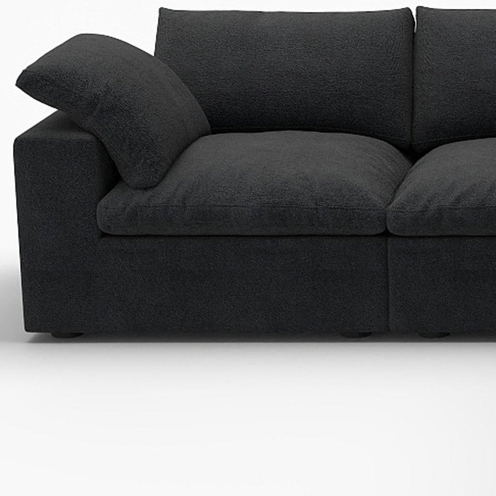White Linen Blend Modular L Shaped Five Piece Corner Sectional