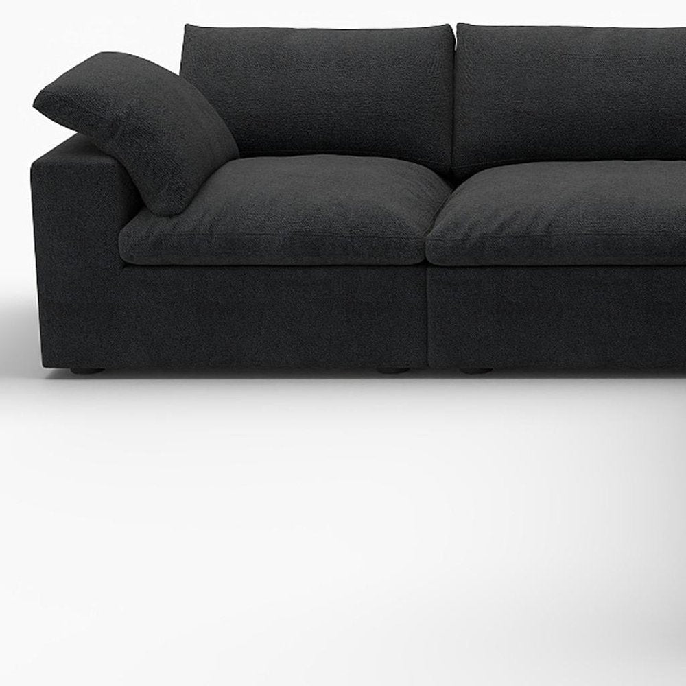 White Linen Blend Modular L Shaped Five Piece Corner Sectional