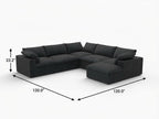 White Linen Blend Modular L Shaped Five Piece Corner Sectional