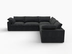 White Linen Blend Modular L Shaped Five Piece Corner Sectional