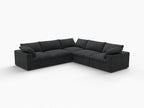 White Linen Blend Modular L Shaped Five Piece Corner Sectional