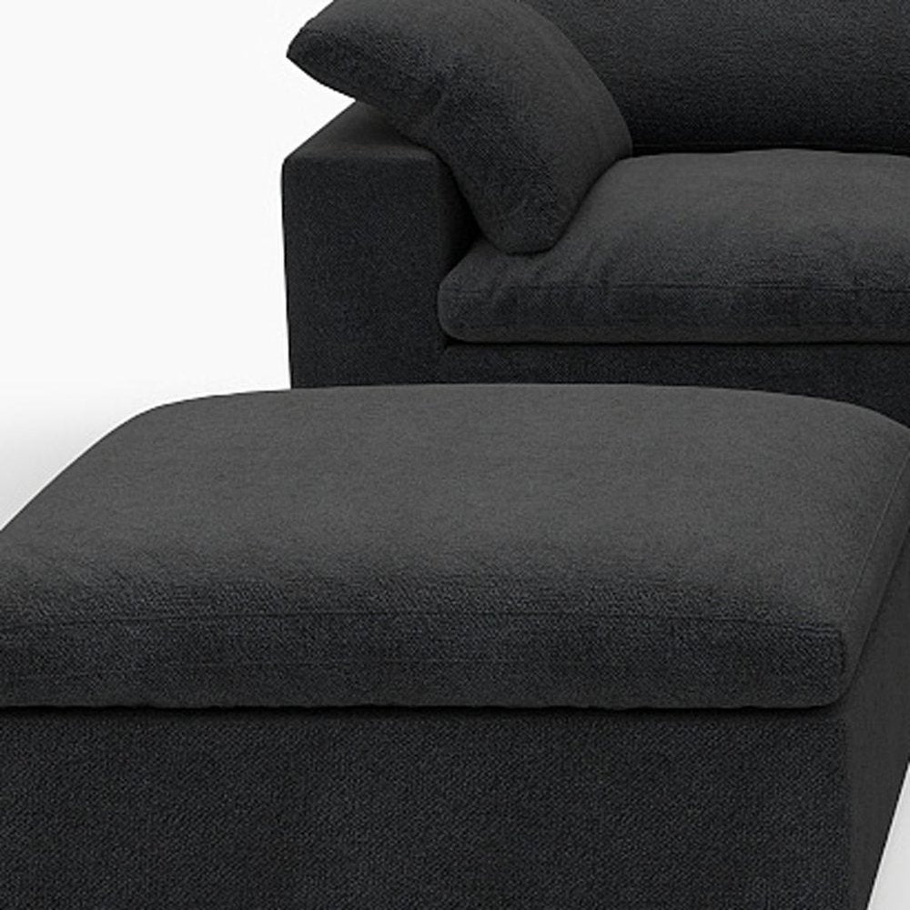 White Linen Blend Modular L Shaped Six Piece Corner Sectional With Ottoman