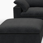 White Linen Blend Modular L Shaped Six Piece Corner Sectional With Ottoman