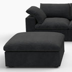 White Linen Blend Modular L Shaped Six Piece Corner Sectional With Ottoman