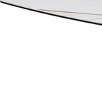 47" White Ceramic Faux Marble Glass And Steel Pedestal Console Table