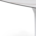 47" White Ceramic Faux Marble Glass And Steel Pedestal Console Table