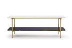 72" Black White And Gold Genuine Marble and Metal Console Table With Shelf