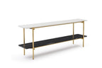 72" Black White And Gold Genuine Marble and Metal Console Table With Shelf
