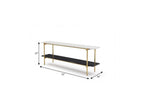 72" Black White And Gold Genuine Marble and Metal Console Table With Shelf