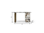 55" Black White and Bronze Ceramic Tile Glass and Steel Console Table