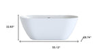 55" White Acrylic Oval Bath Tub