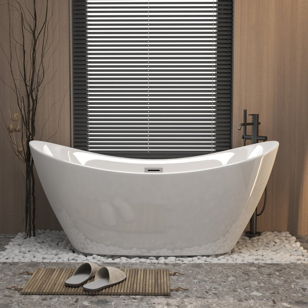 59" White Acrylic Oval Bath Tub