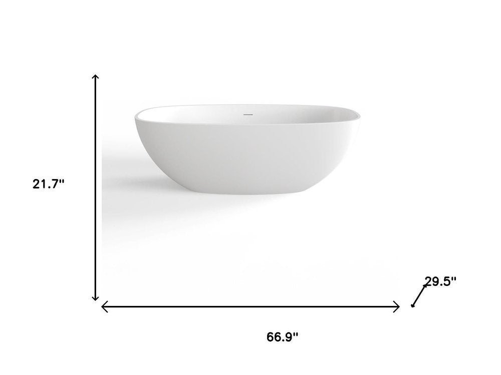 67" White Acrylic Oval Bath Tub