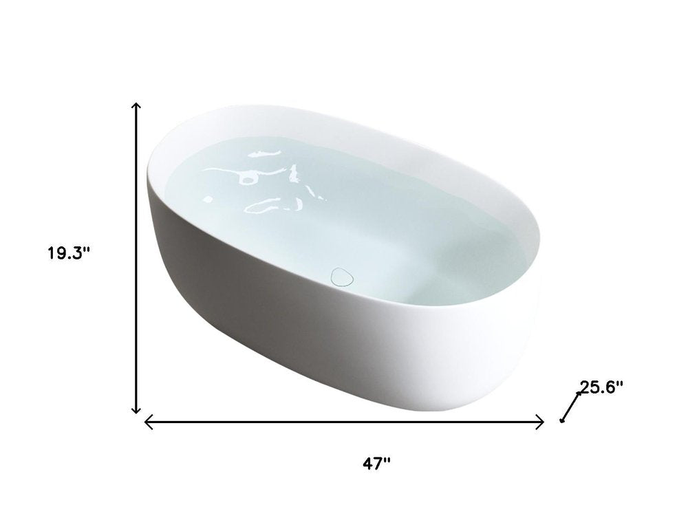47" White Acrylic Oval Bath Tub