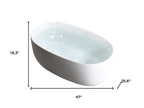 47" White Acrylic Oval Bath Tub