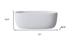 51" White Acrylic Oval Bath Tub