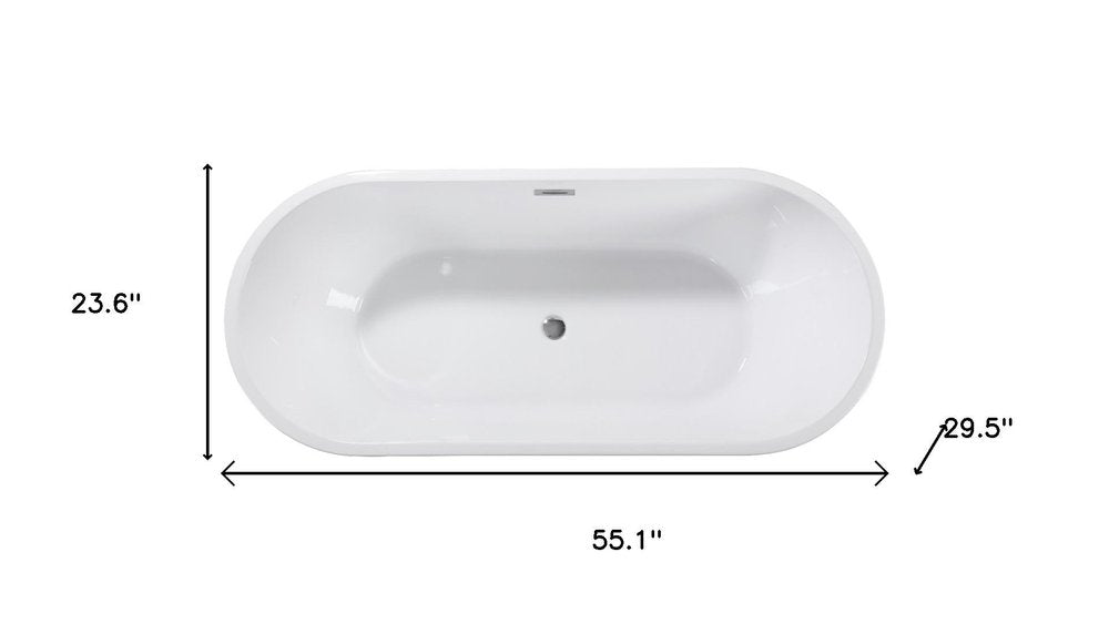 55" White Acrylic Oval Bath Tub
